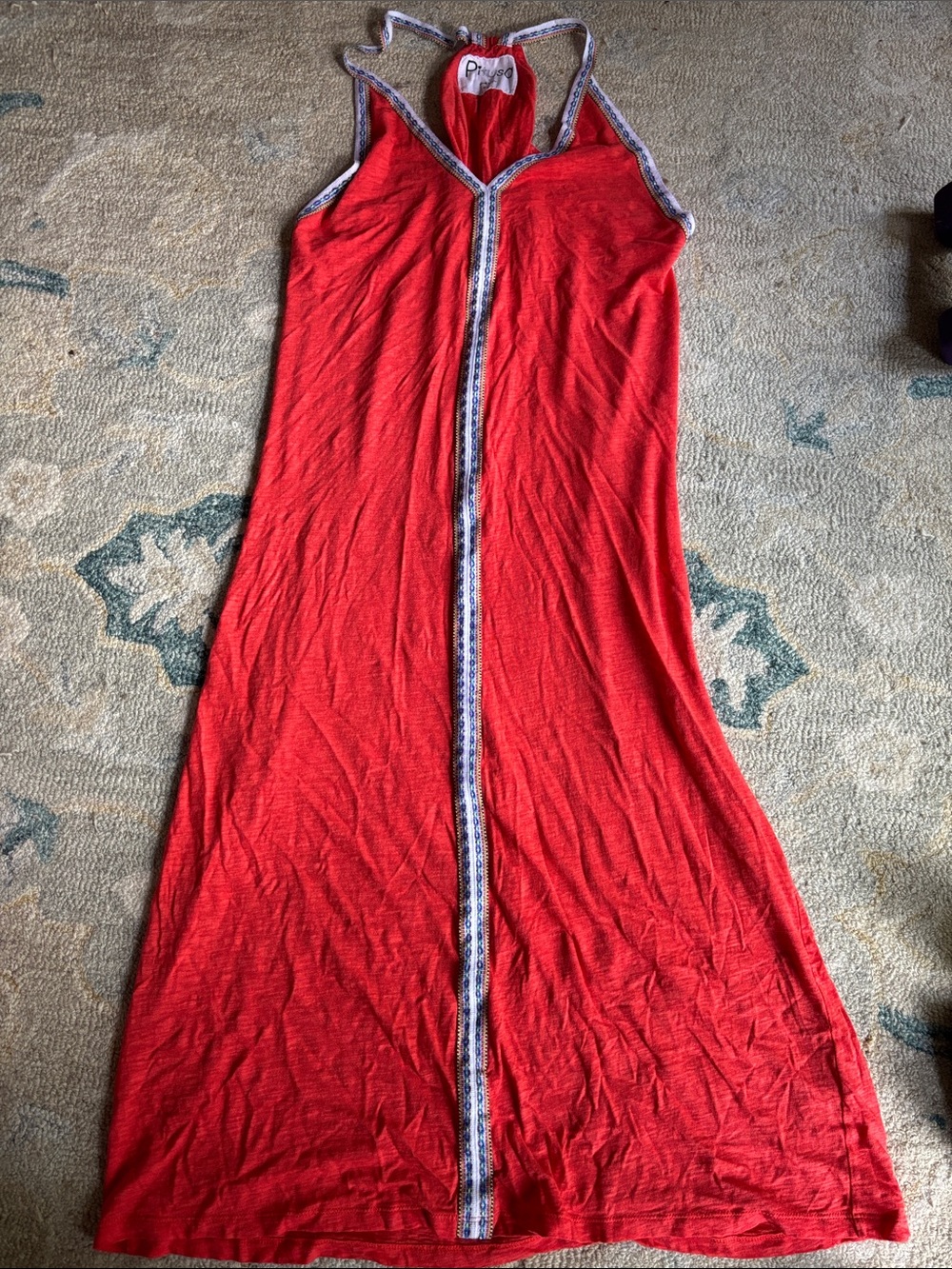Pitusa Red Halter Maxi Dress with Contrast Trim
